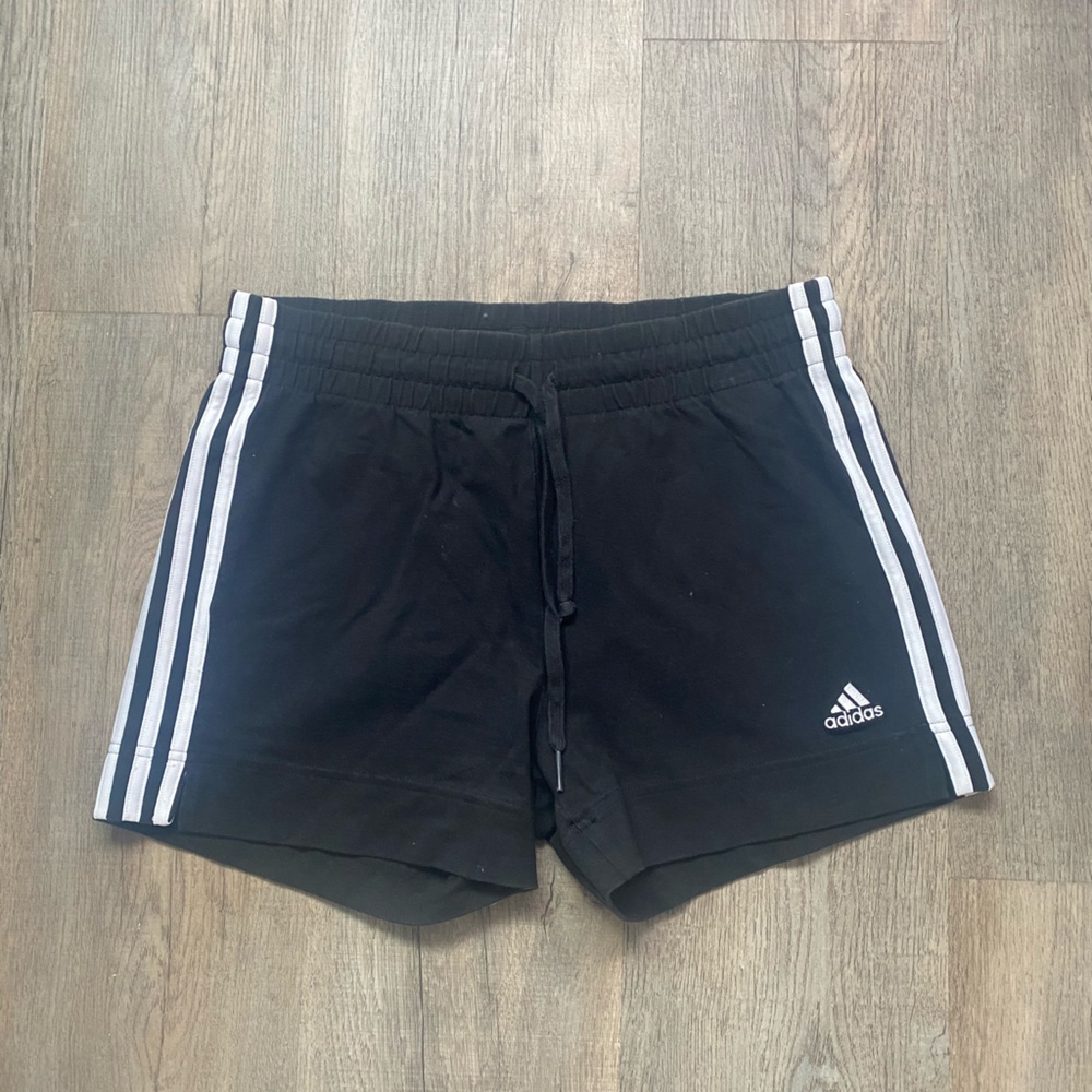 Adidas Black Shorts with White Stripes